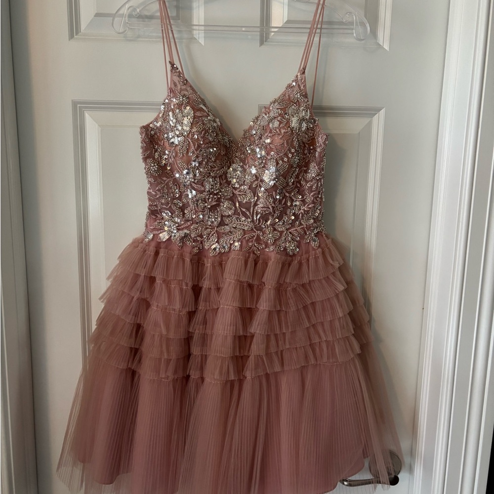 Clarisse Pink Embroidered Tulle Dress